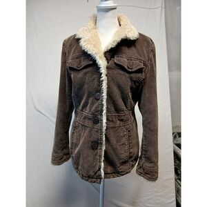 Vintage Braeton y2k corduroy brown jacket‎ Fur trim womens medium 90s
